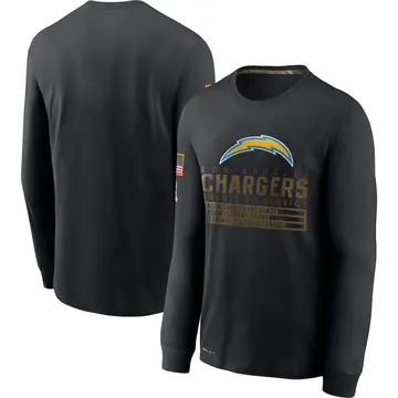 Men's Los Angeles Chargers Black 2020 Salute to Service Sideline Performance Long Sleeve T-Shirt