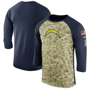 Men's Los Angeles Chargers Legend Camo/Navy Salute to Service 2017 Sideline Performance Three-Quarter Sleeve T-Shirt