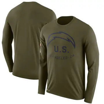 Men's Los Angeles Chargers Legend Olive 2018 Salute to Service Sideline Performance Long Sleeve T-Shirt