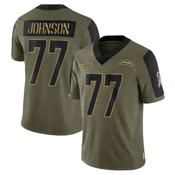 Youth Zion Johnson Los Angeles Chargers Limited Olive 2021 Salute To Service Jersey